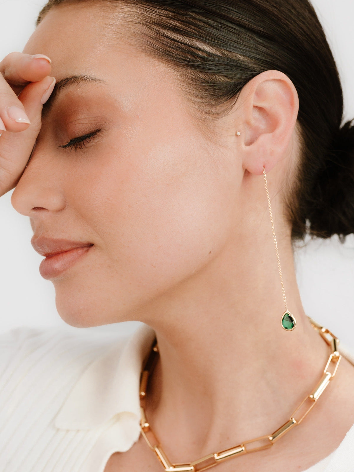 Barely There Chain and Crystal Dangle Earrings | Beach Bunny Swimwear