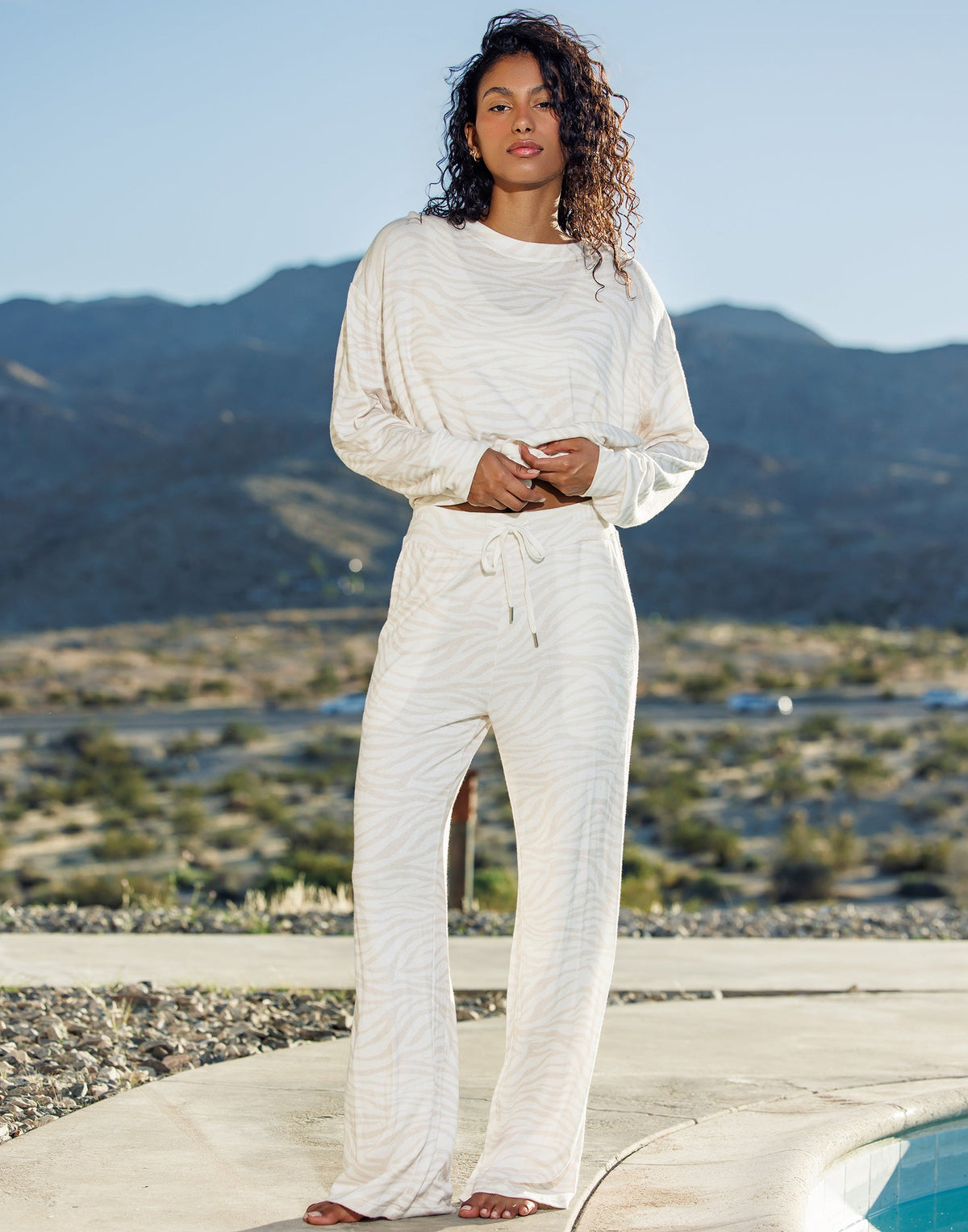 Mai Wide Leg Pant - White Tiger | Beach Bunny Swimwear