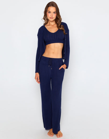 Mai Wide Leg Pant - Navy | Beach Bunny Swimwear