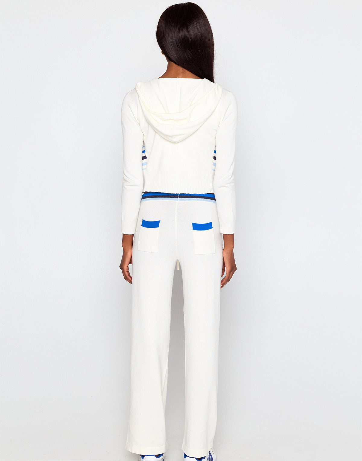 Colette Knit Stripe Pant - White/Blue | Beach Bunny Swimwear