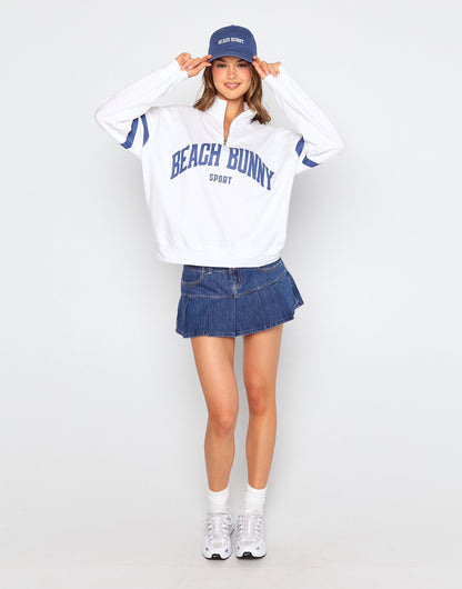 Beach Bunny 3/4 Zip Sweatshirt - Whte | Beach Bunny Swimwear