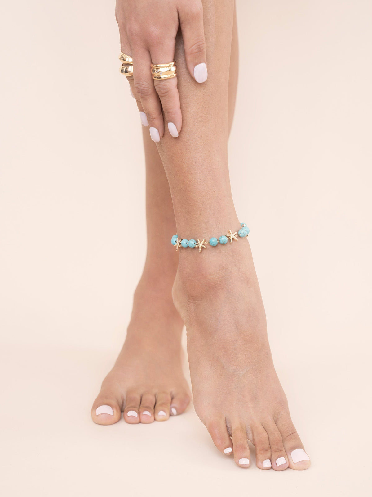 Starfish and Turquoise Beaded Anklet | Beach Bunny Swimwear
