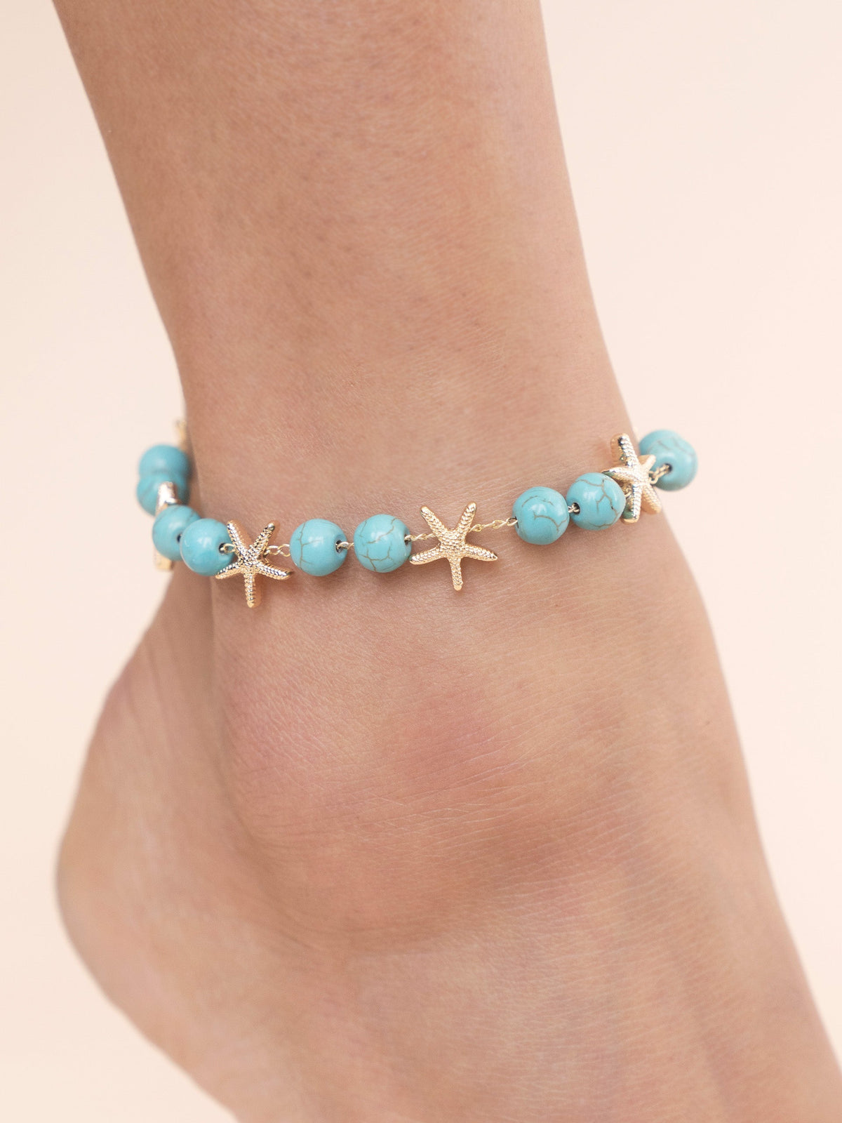 Starfish and Turquoise Beaded Anklet | Beach Bunny Swimwear