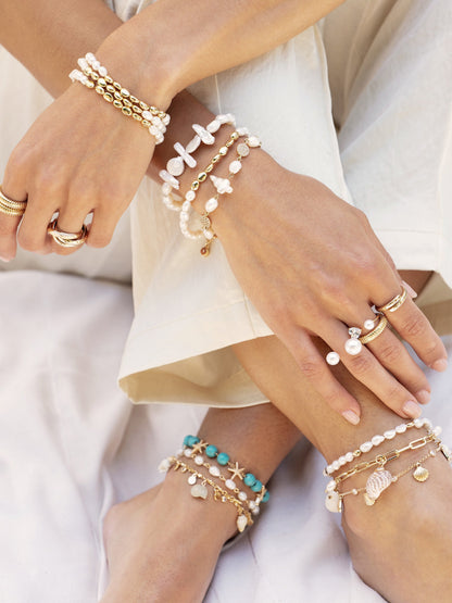 Starfish and Turquoise Beaded Anklet | Beach Bunny Swimwear