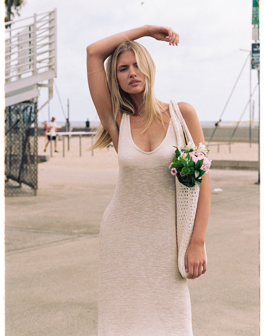 Amaia Maxi Dress - Gold Knit | Beach Bunny Swimwear