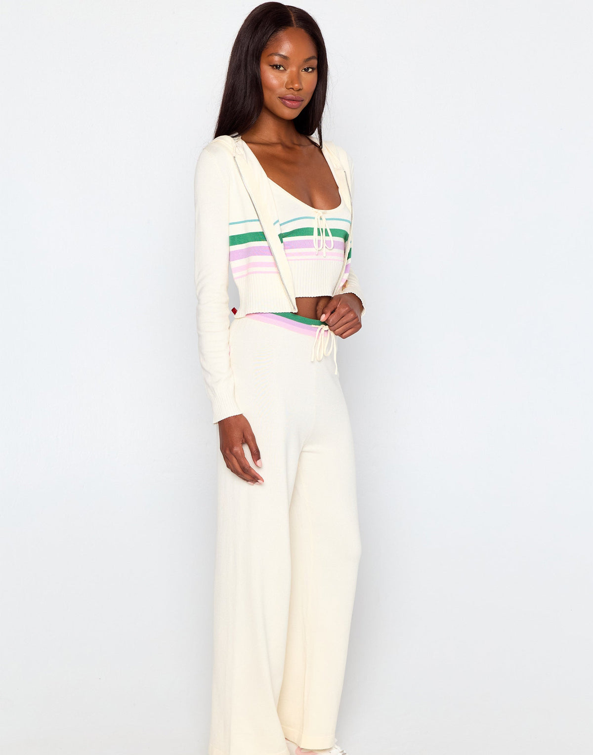Colette Knit Stripe Jacket - Off White | Beach Bunny Swimwear
