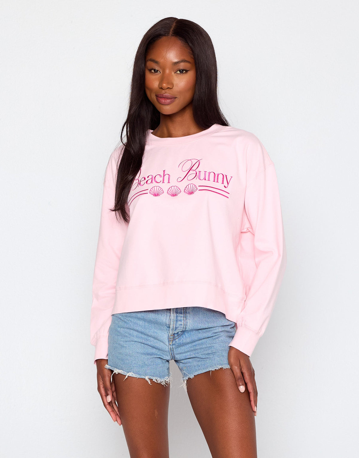 Beach Bunny Embroidered Sweatshirt - Baby Pink | Beach Bunny Swimwear