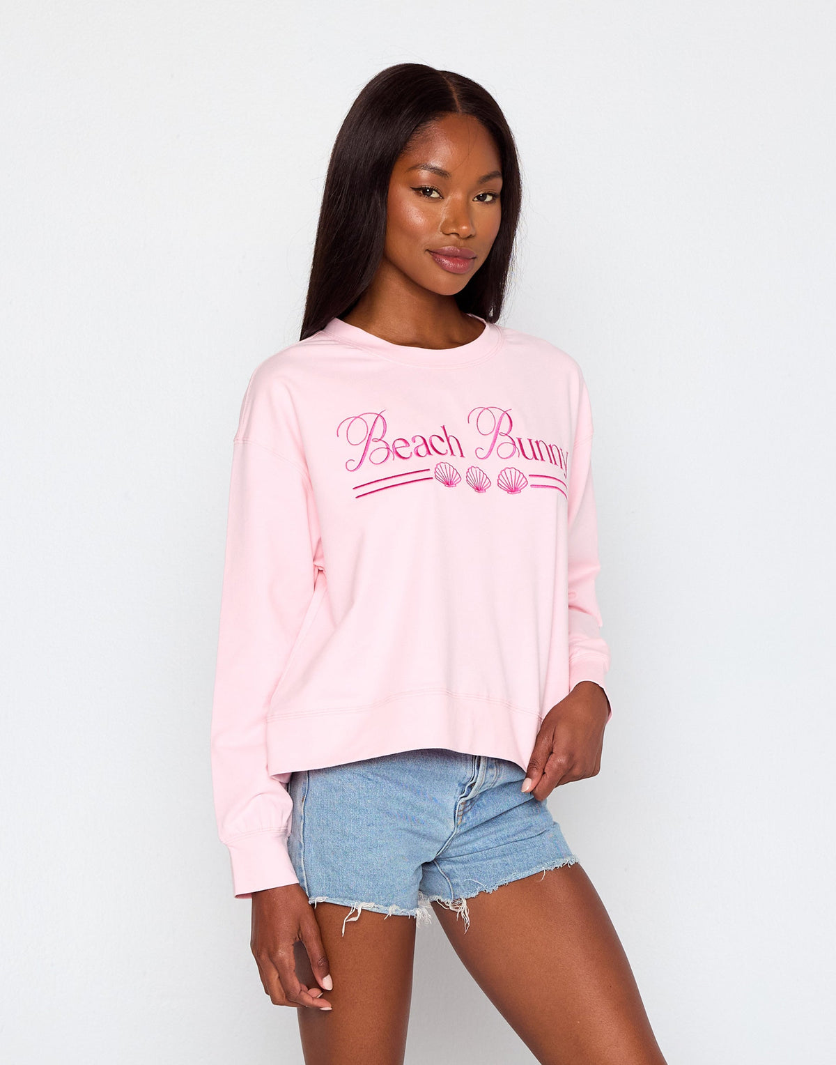 Beach Bunny Embroidered Sweatshirt - Baby Pink | Beach Bunny Swimwear