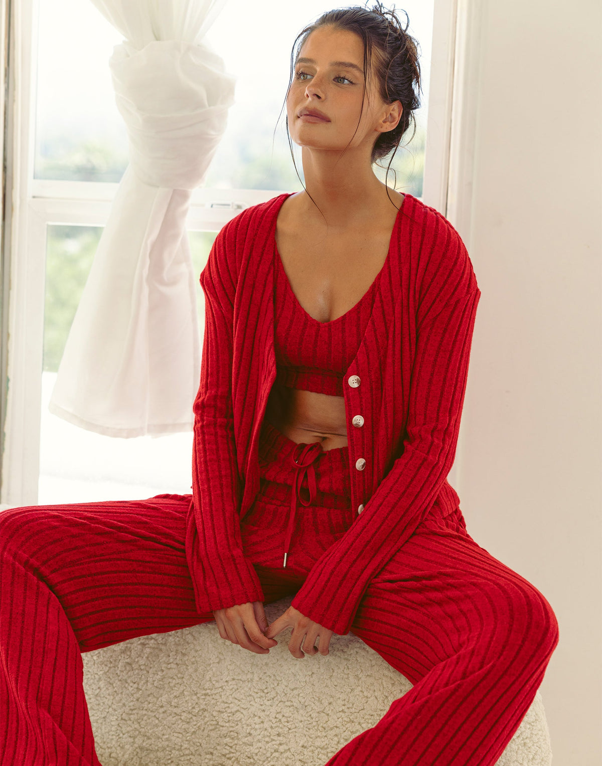 Mai Long Sleeve Cardigan - Red | Beach Bunny Swimwear