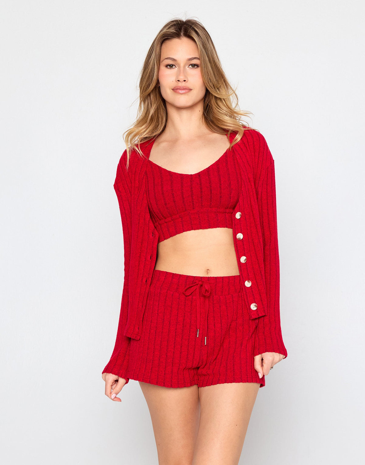 Mai Long Sleeve Cardigan - Red | Beach Bunny Swimwear