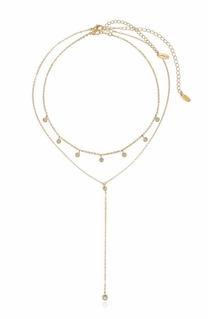 Simplistic Crystal Lariat Necklace Set by Ettika | Beach Bunny Swimwear