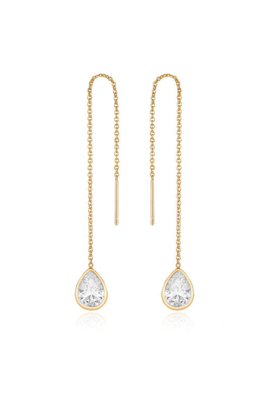 Barely There Chain and Crystal Dangle Earrings | Beach Bunny Swimwear