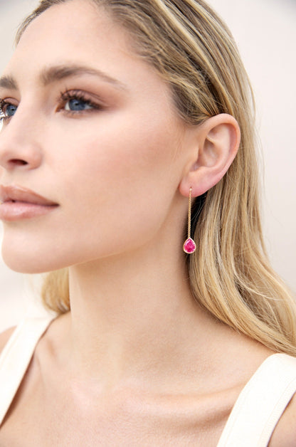 Barely There Chain and Crystal Dangle Earrings | Beach Bunny Swimwear