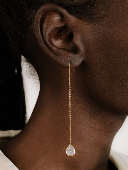 Barely There Chain and Crystal Dangle Earrings | Beach Bunny Swimwear
