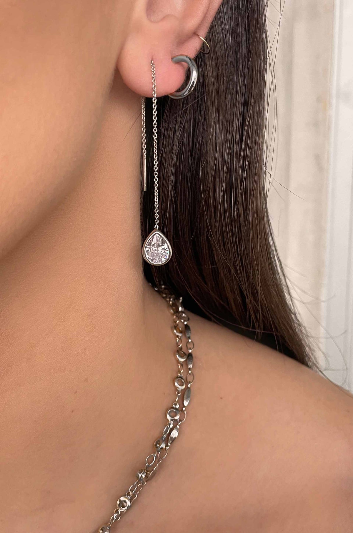 Barely There Chain and Crystal Dangle Earrings | Beach Bunny Swimwear