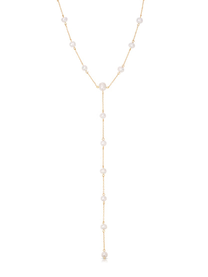 Dripping Pearl Lariat Necklace by Ettika | Beach Bunny Swimwear