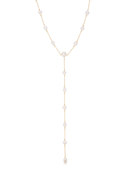 Dripping Pearl Lariat Necklace by Ettika | Beach Bunny Swimwear