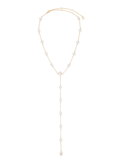 Dripping Pearl Lariat Necklace by Ettika | Beach Bunny Swimwear