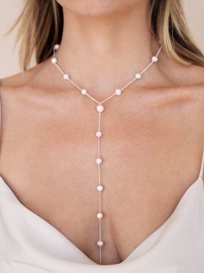Dripping Pearl Lariat Necklace by Ettika | Beach Bunny Swimwear