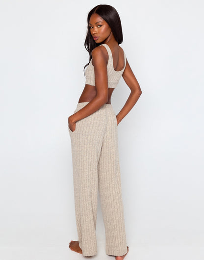 Mai Wide Leg Pant - Oatmeal | Beach Bunny Swimwear