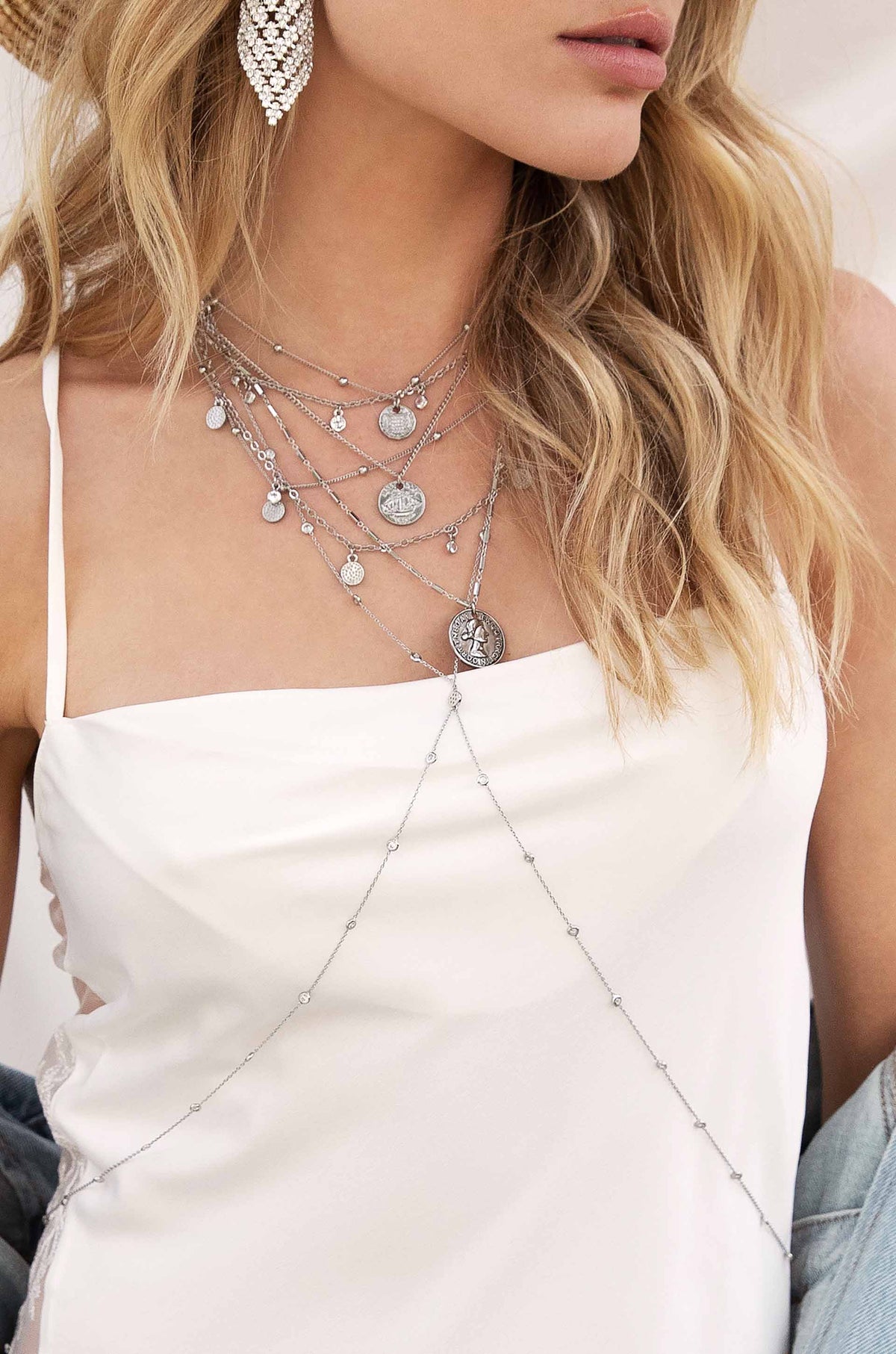 Simple Crystal X Body Chain by Ettika | Beach Bunny Swimwear