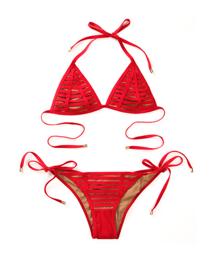 Hard Summer Tie Side Bottom - Red | Beach Bunny Swimwear