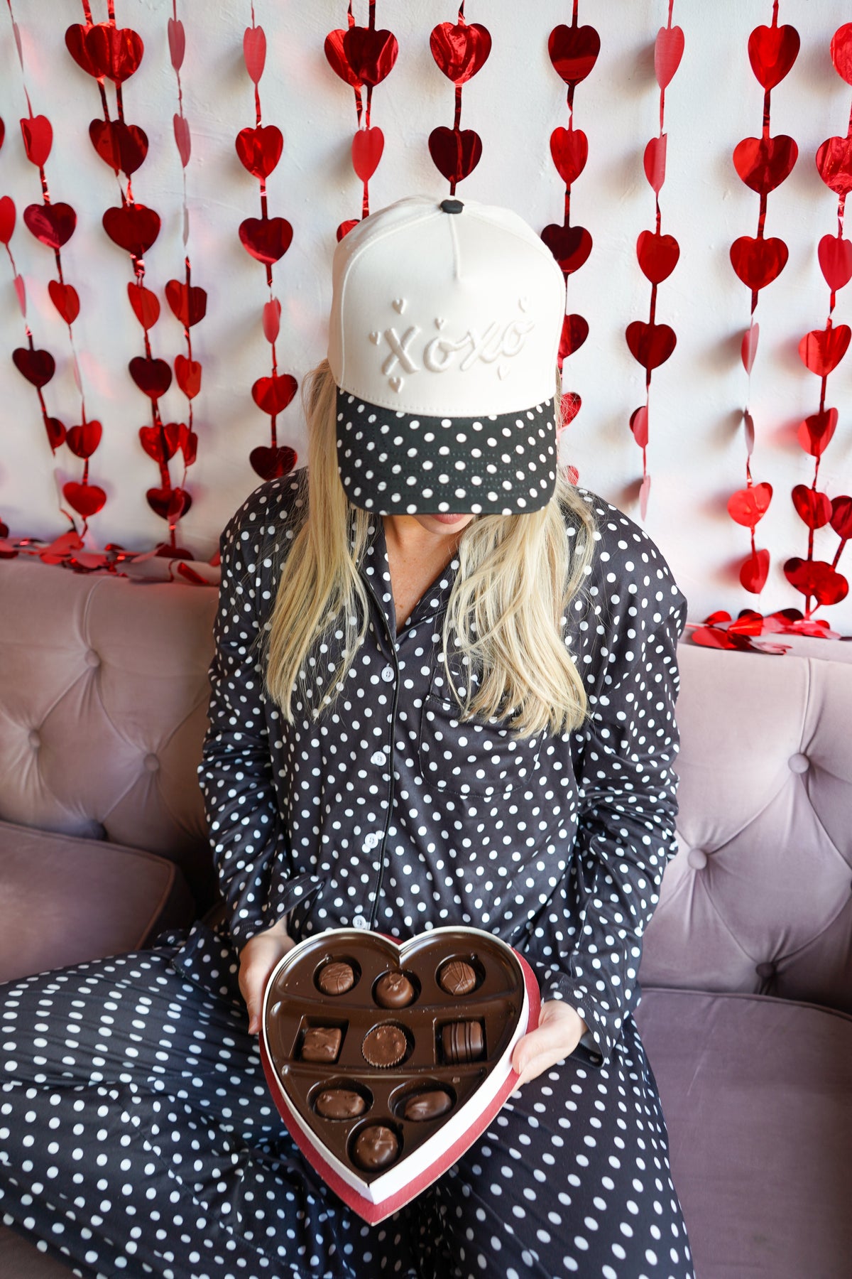 Black Polka Dot - Long Pajama Set by KenzKustomz | Beach Bunny Swimwear