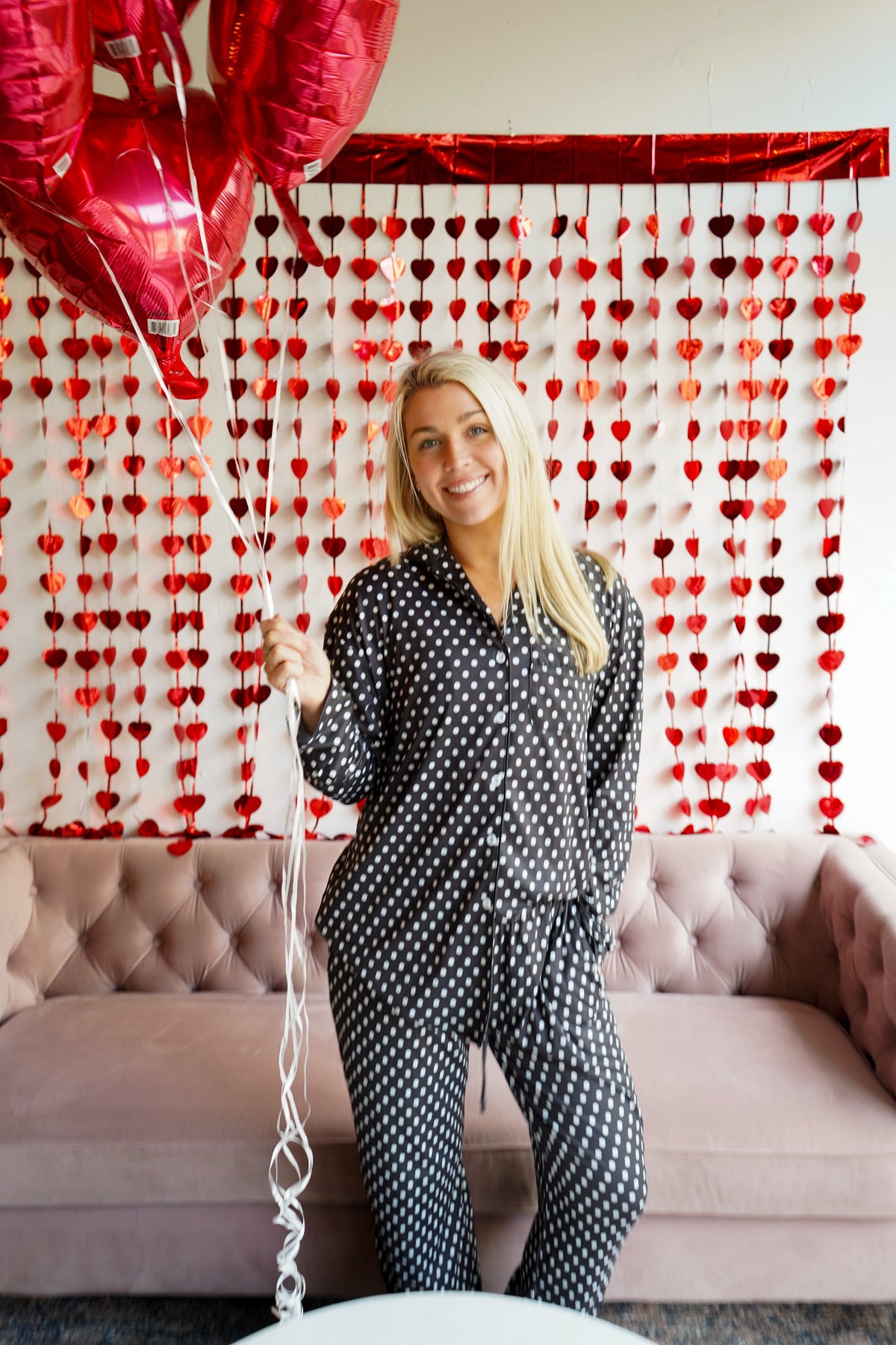 Black Polka Dot - Long Pajama Set by KenzKustomz | Beach Bunny Swimwear