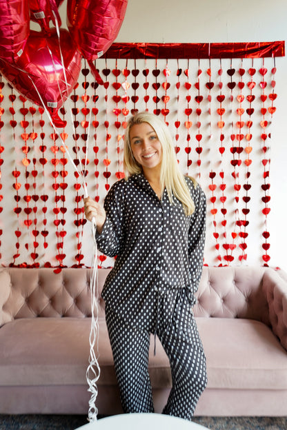 Black Polka Dot - Long Pajama Set by KenzKustomz | Beach Bunny Swimwear