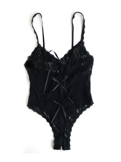 &oh™ Signature Lace Crotchless Teddy Black | Beach Bunny Swimwear