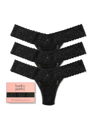 3 Pack Signature Lace® Low Rise Thongs Black | Beach Bunny Swimwear