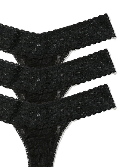 3 Pack Signature Lace® Low Rise Thongs Black | Beach Bunny Swimwear