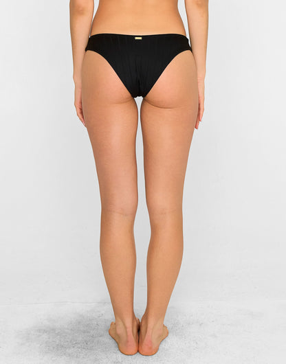 Gloria Skimpy Bottom - Black Shiny Wide Rib | Beach Bunny Swimwear
