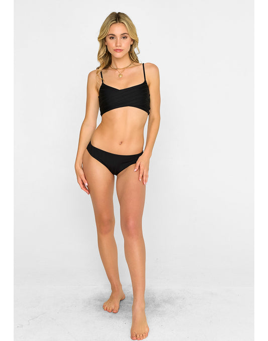 Gloria Full Bottom - Black Shiny Wide Rib | Beach Bunny Swimwear